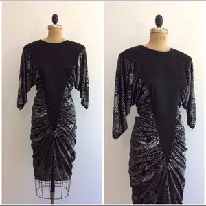 Vintage 1980’s Stash Silver Black Cocoon Dress